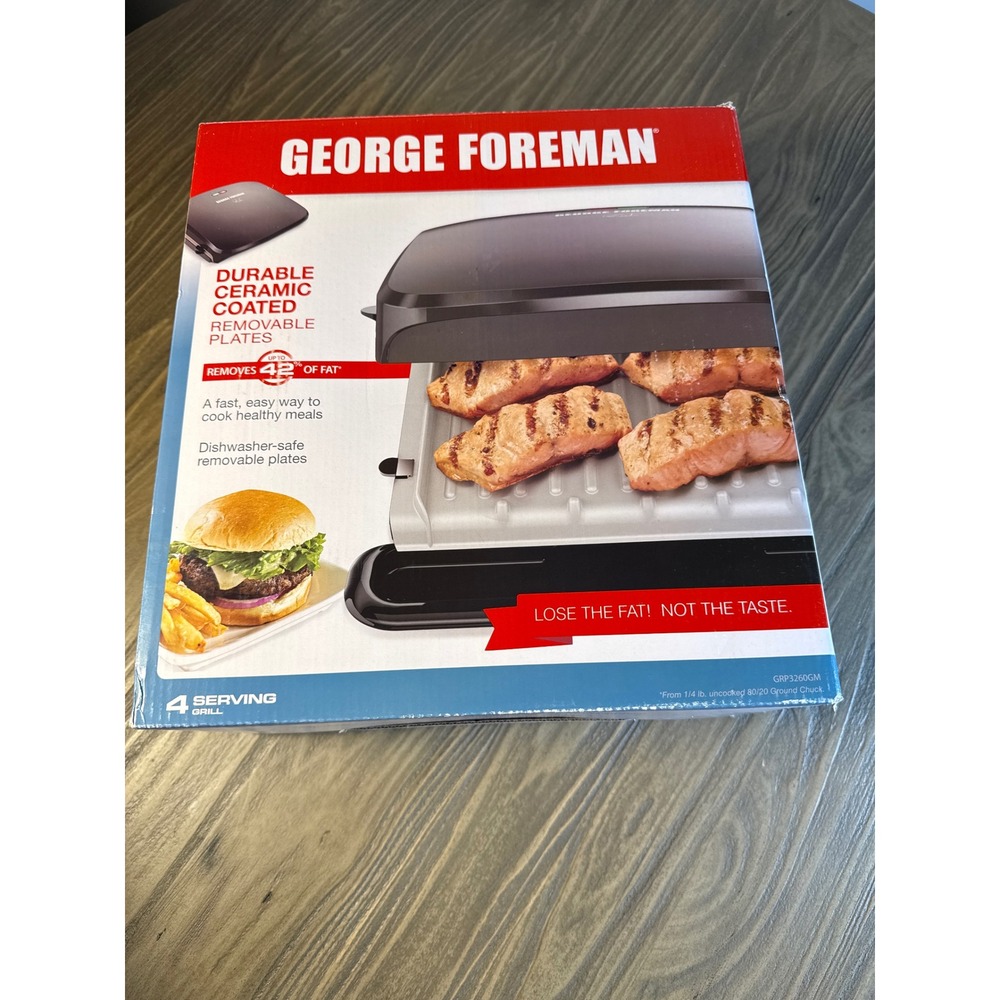 New George Foreman‎ Grill 4 Serving Black Ceramic Removable Plates GRP3260GM